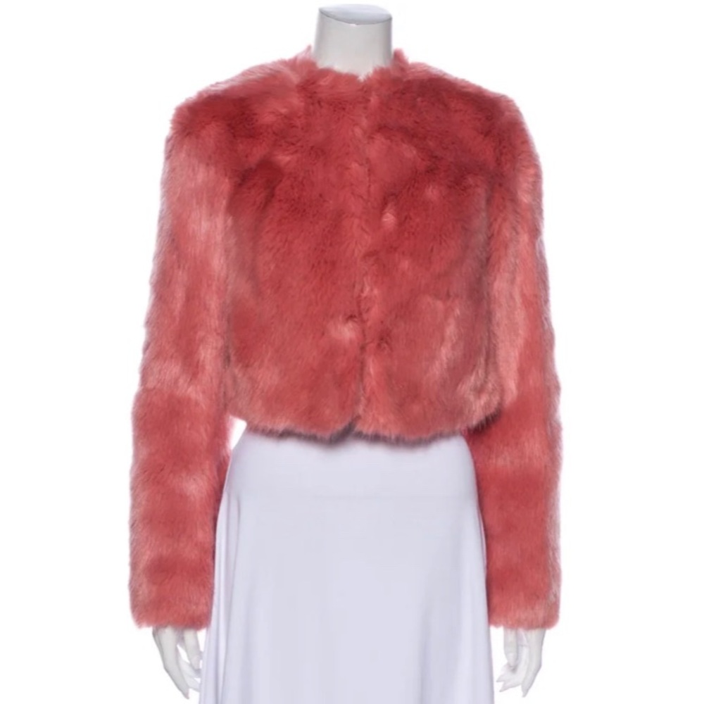 MK faux pink fur coat